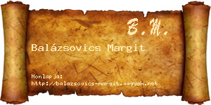 Balázsovics Margit névjegykártya